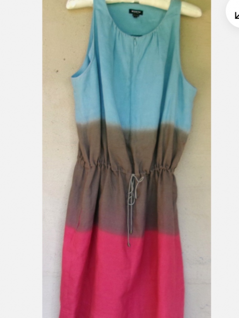 Worth New York Ombre Linen/Cotton Drawstring Dress w/Pockets Size 12